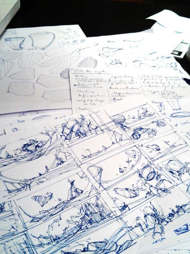 Sketches of Concept art thumbnails