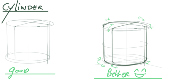 Draw cylinder - Give roundness to your edges and play with line - Industrial design sketchesweight
