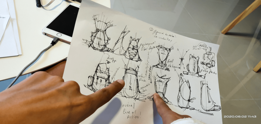 How to Indicate Soft Materials in a Backpack Concept Sketch 