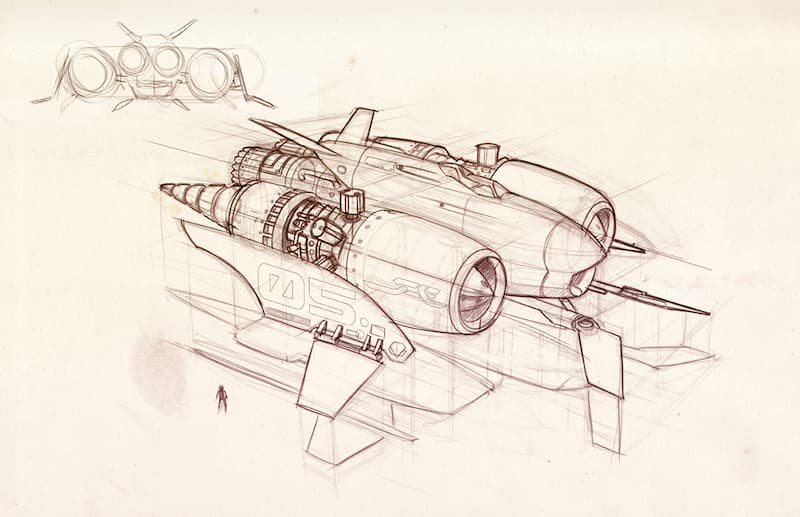 MC Space Racer 2 - American Muscle Space Racer - Sketch by Dwayne Vance