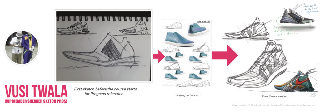 Vusi Twala progress after a few weeks studying Sneaker Sketch Pros course