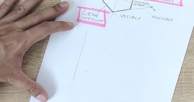 Draw the symmetry axis with a straight line