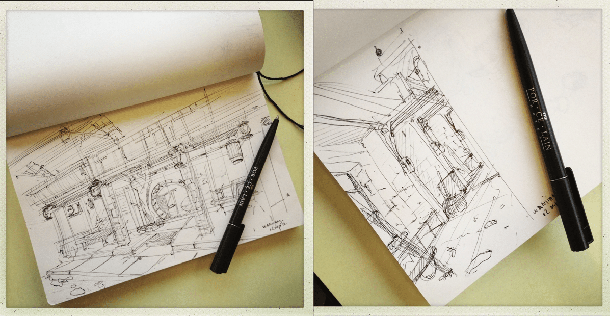 Street of old China - Drawing on my travel sketchbook - Chou-Tac The Design Sketchbook