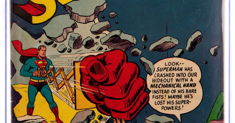 Superman Breaks the wall with the mechanical hand design